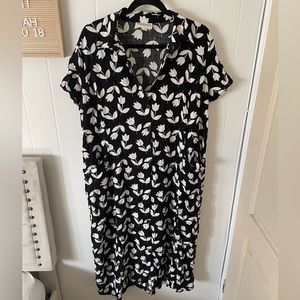 Black w/ Flower print midi dress